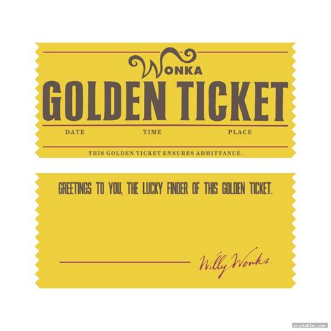 Printable Wonka Golden Ticket